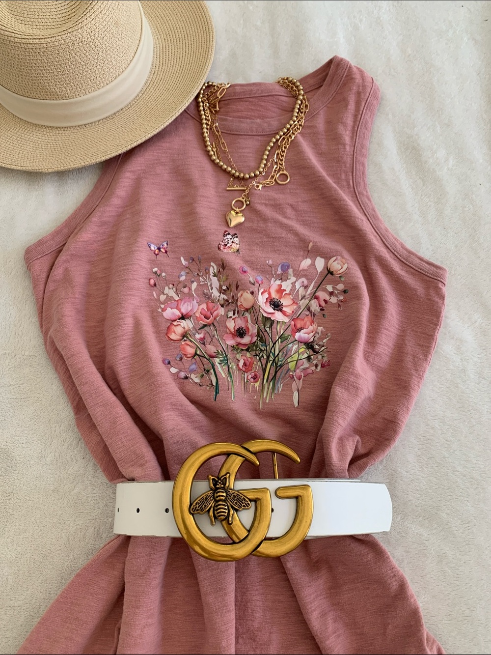 Pink Sleeveless Floral Tank Dress